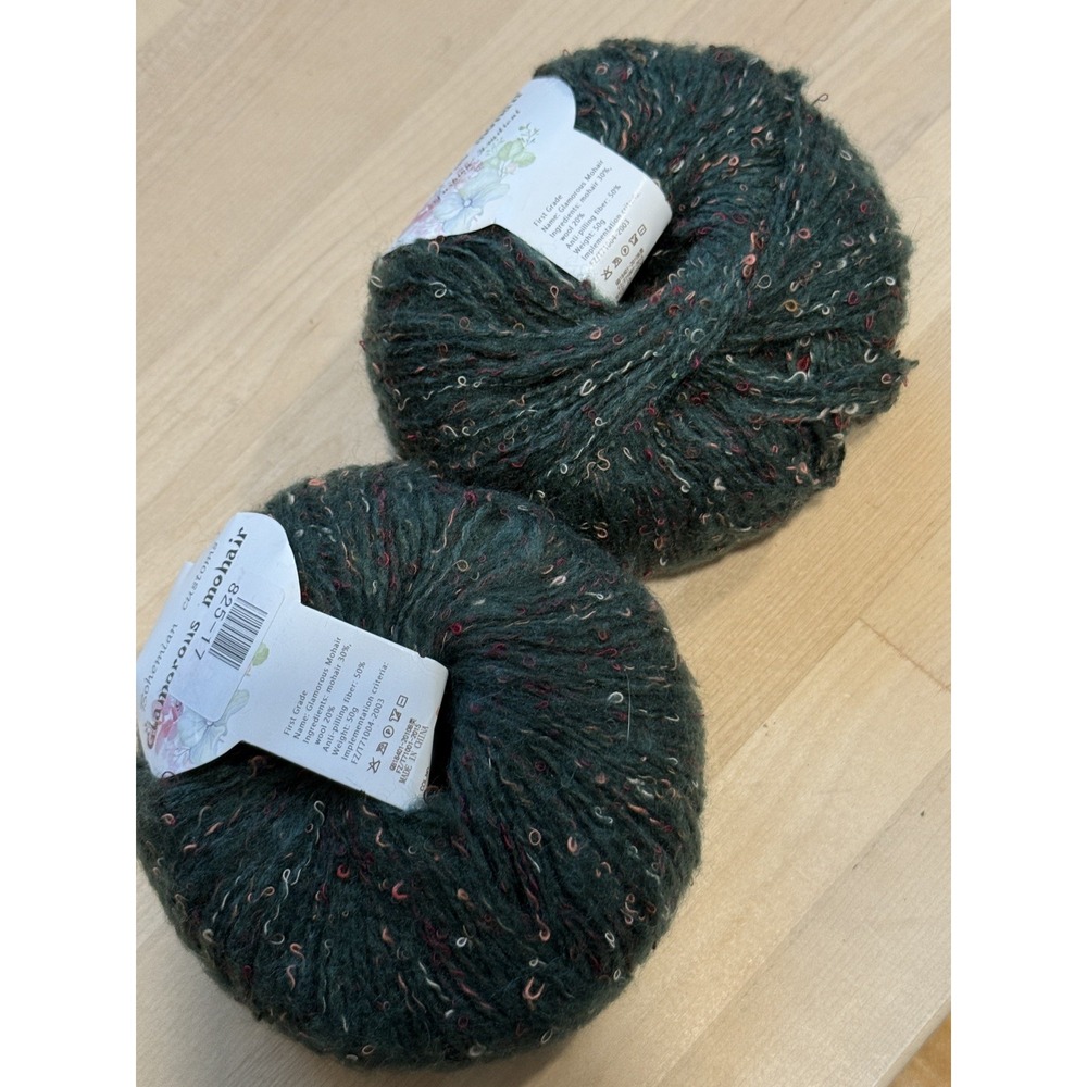 2 Bohemian Fashion Green Gradient Yarn Glamorous Mohair Wool Fiber 50 g each
